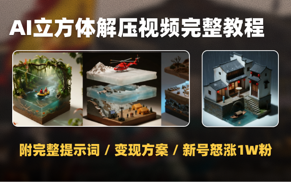 00后靠AI制作立方体解压微观沙盘视频玩法,10个作品涨粉10w+,附完整提示词玩法