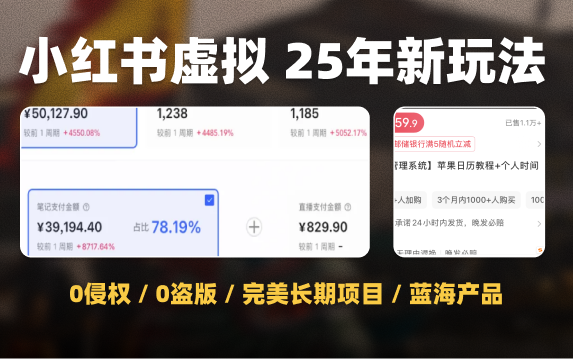 小红书卖虚拟产品，25年新玩法，每月稳定搞他“5个”